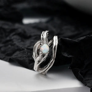 Opal Stone S925 Pure Silver Ear Clip Women's Double Layer Holl
