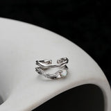 Opal Stone S925 Pure Silver Ear Clip Women's Double Layer Holl