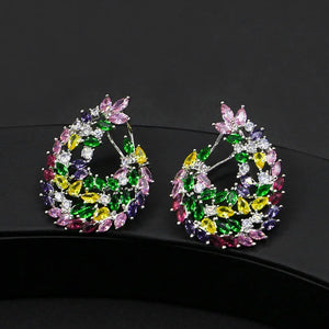 Luxury Zircon Large Earrings for Wedding Banquet