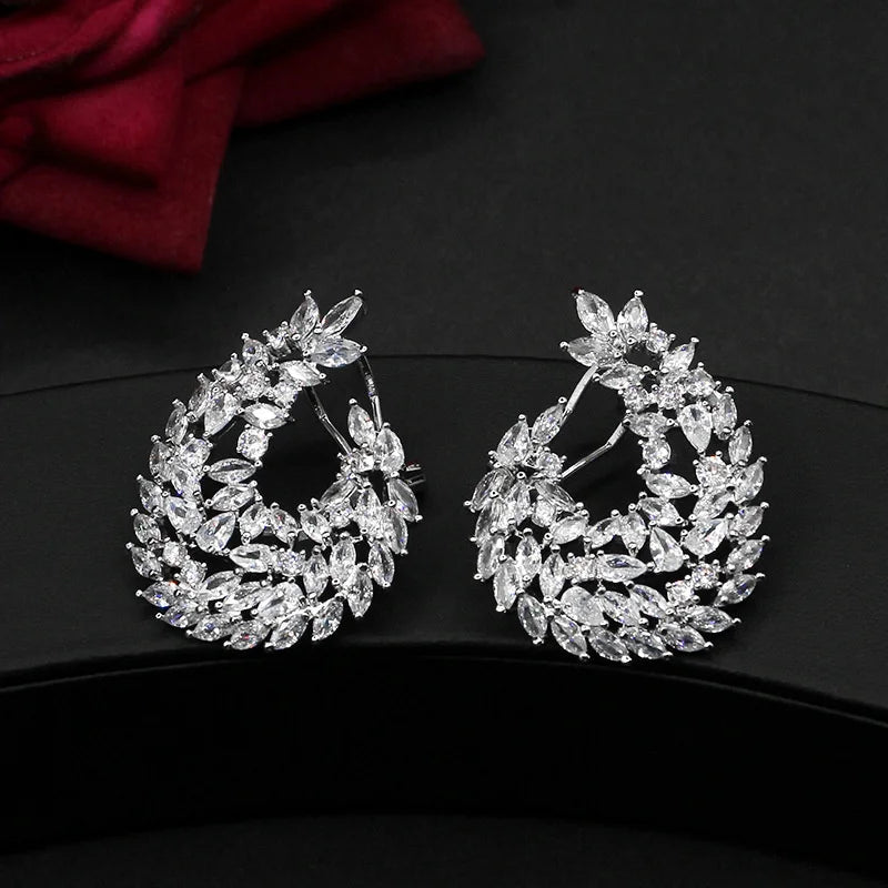 Luxury Zircon Large Earrings for Wedding Banquet