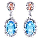 Elegant Zircon Earrings, Platinum Plated, Shining Jewels