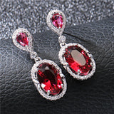 Elegant Zircon Earrings, Platinum Plated, Shining Jewels