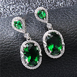 Elegant Zircon Earrings, Platinum Plated, Shining Jewels