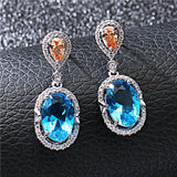Elegant Zircon Earrings, Platinum Plated, Shining Jewels