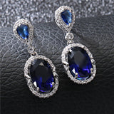 Elegant Zircon Earrings, Platinum Plated, Shining Jewels