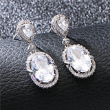 Elegant Zircon Earrings, Platinum Plated, Shining Jewels