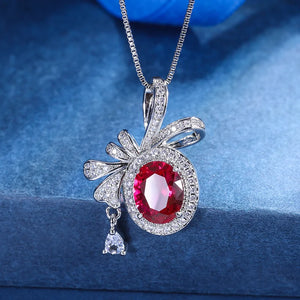 Simulation Treasure Bow Pendant Necklace