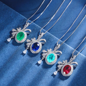 Simulation Treasure Bow Pendant Necklace