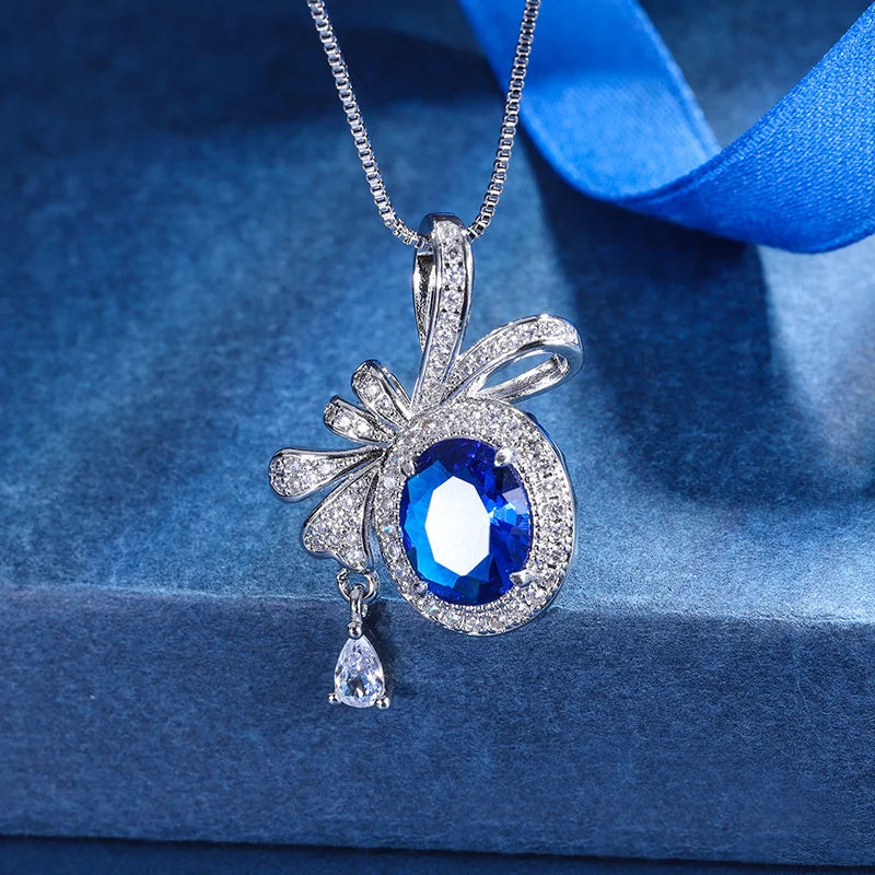 Simulation Treasure Bow Pendant Necklace