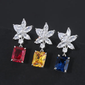 Red Natural Garnet Gemstone Women's Stud Earrings
