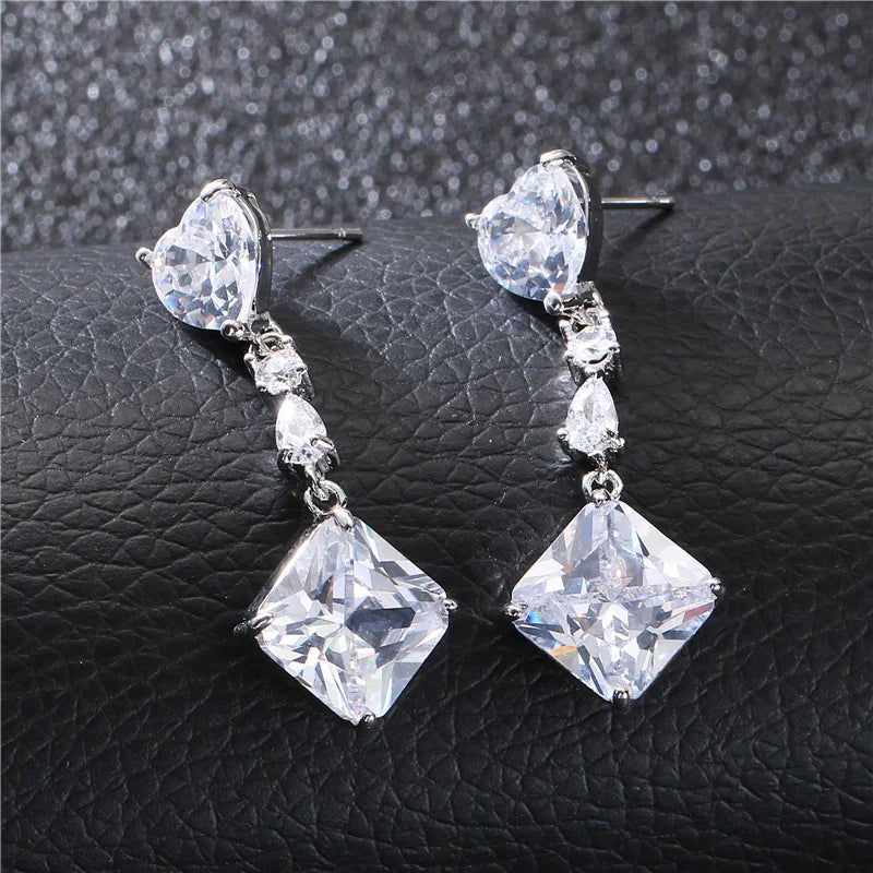 Japanese and Korean Peach Heart Zircon Earrings