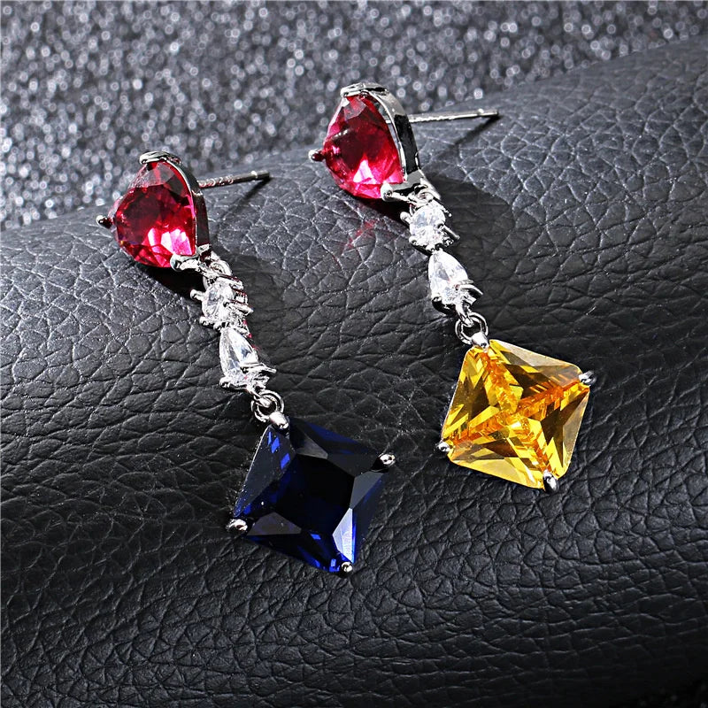 Japanese and Korean Peach Heart Zircon Earrings
