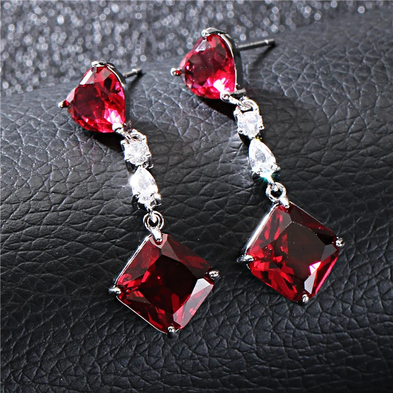 Japanese and Korean Peach Heart Zircon Earrings