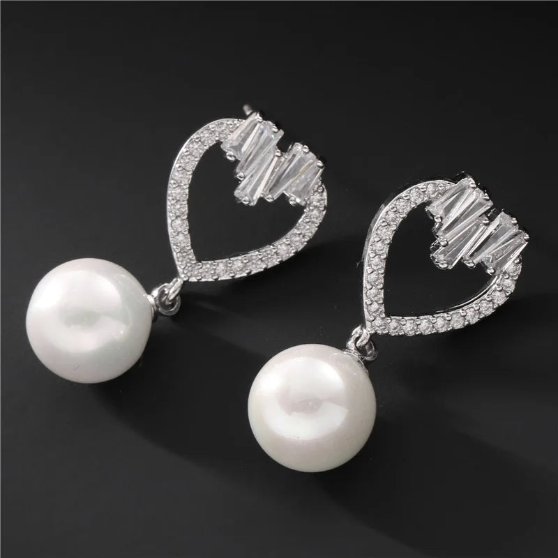 Japanese Red Pearl Pendant with High-Grade Zirconium Heart, Micro Set