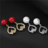 Japanese Red Pearl Pendant with High-Grade Zirconium Heart, Micro Set