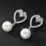 Japanese Red Pearl Pendant with High-Grade Zirconium Heart, Micro Set