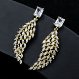 Japanese Rose Zircon Tassel Earrings for Women