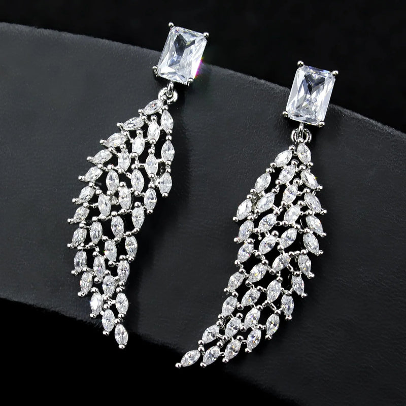 Japanese Rose Zircon Tassel Earrings for Women