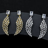 Japanese Rose Zircon Tassel Earrings for Women