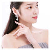 Japanese Style 925 Silver Pearl Pendant with Zircon Leaf Design