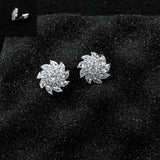 Small Zircon Micro Set Earrings 925 Silver Needle for Women
