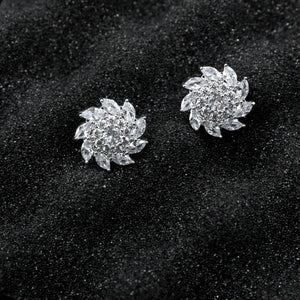 Small Zircon Micro Set Earrings 925 Silver Needle for Women