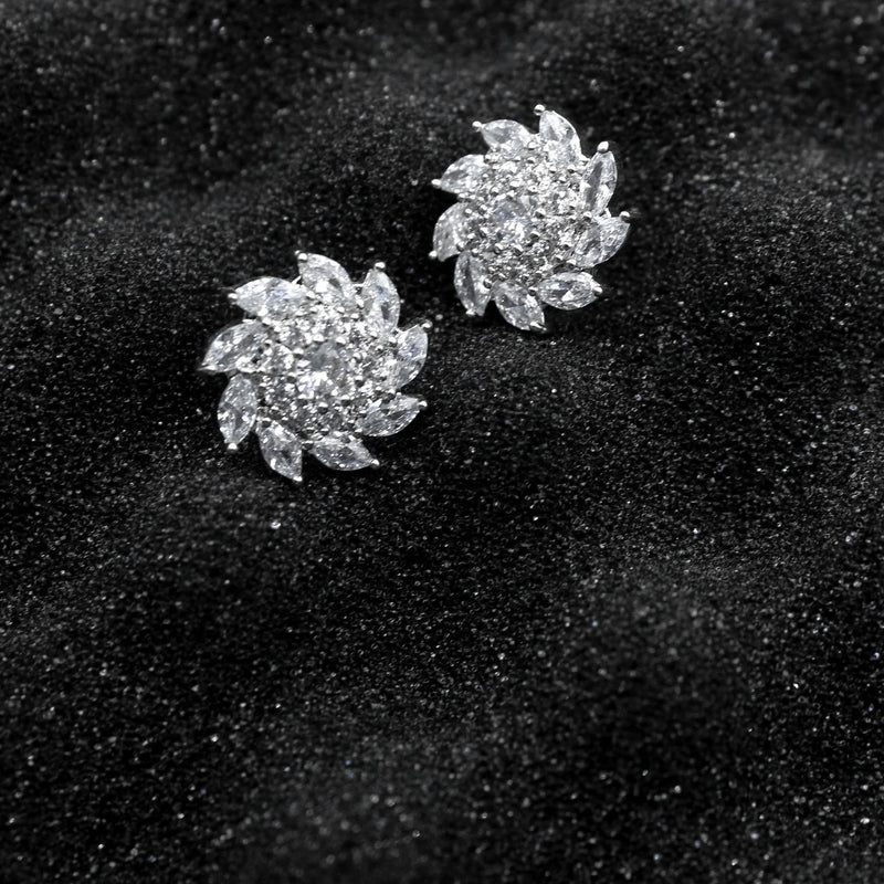 Small Zircon Micro Set Earrings 925 Silver Needle for Women