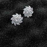 Small Zircon Micro Set Earrings 925 Silver Needle for Women