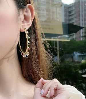 Large Zirconium Earrings S925 Silver Needle Elegant Style