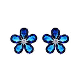 925 Silver Bridal Earrings with Zircon Petal Design