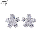 925 Silver Bridal Earrings with Zircon Petal Design
