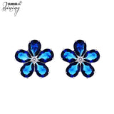 925 Silver Bridal Earrings with Zircon Petal Design