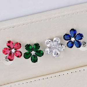925 Silver Bridal Earrings with Zircon Petal Design