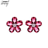 925 Silver Bridal Earrings with Zircon Petal Design