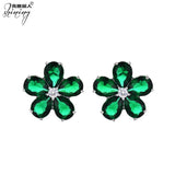 925 Silver Bridal Earrings with Zircon Petal Design