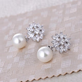 Liangya Beauty Zircon Pearl Earrings