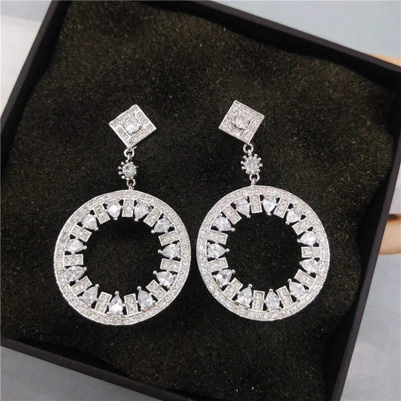 Liangya Beauty Micro Zircon Earrings 925 Silver Wedding Dinner