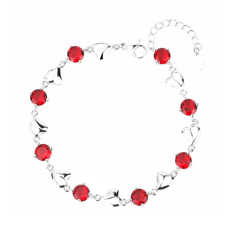 Red Heart Shaped Multicolor Geometric Necklace