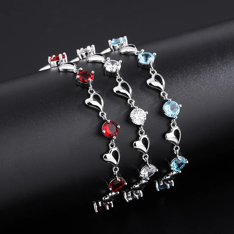 Red Heart Shaped Multicolor Geometric Necklace