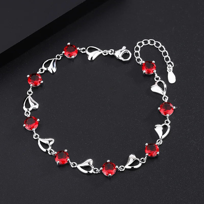 Red Heart Shaped Multicolor Geometric Necklace