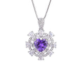 Natural Amethyst Pendant Sparkle Diamond Necklace