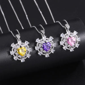 Natural Amethyst Pendant Sparkle Diamond Necklace