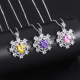 Natural Amethyst Pendant Sparkle Diamond Necklace
