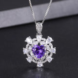 Natural Amethyst Pendant Sparkle Diamond Necklace