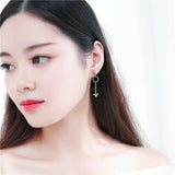 Asymmetric fairy Japanese small fresh silver needle Earrings