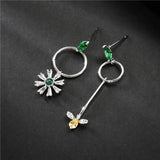 Asymmetric fairy Japanese small fresh silver needle Earrings