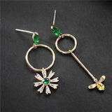 Asymmetric fairy Japanese small fresh silver needle Earrings