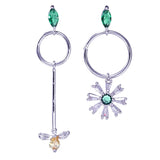Asymmetric fairy Japanese small fresh silver needle Earrings