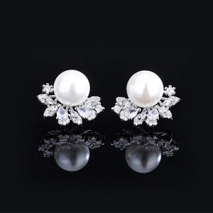 Jeweled Freshwater Shell Earrings, Flower Holders
