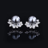 Jeweled Freshwater Shell Earrings, Flower Holders